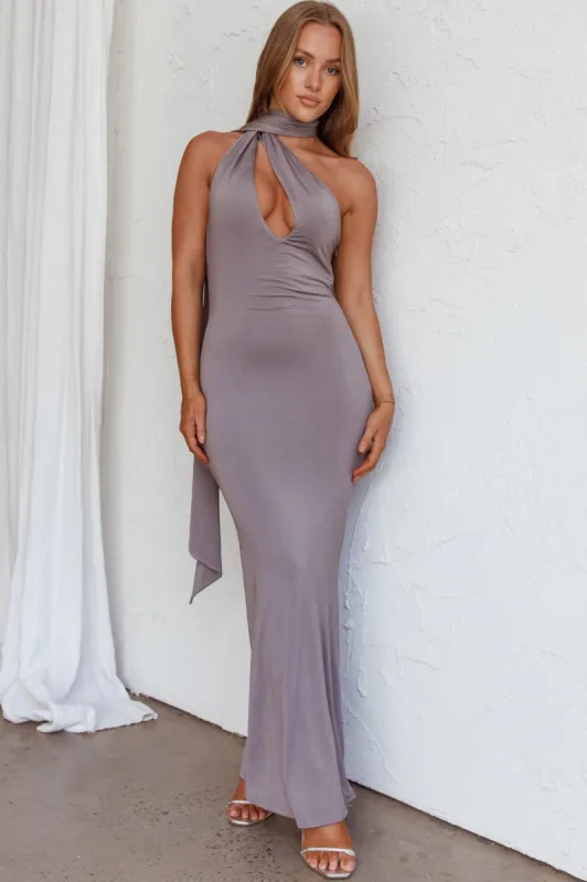 Italian Summer Keyhole Bust Maxi Dress Charcoal sold by Selfie Leslie