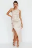 Kamillia One-Shoulder Split Midi Dress Champagne sold by Selfie Leslie