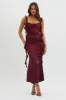 Blushing Ruffle Trim Midi Dress Wine sold by Selfie Leslie
