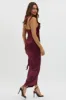 Blushing Ruffle Trim Midi Dress Wine sold by Selfie Leslie