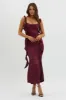 Blushing Ruffle Trim Midi Dress Wine sold by Selfie Leslie