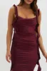 Blushing Ruffle Trim Midi Dress Wine sold by Selfie Leslie