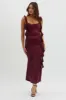 Blushing Ruffle Trim Midi Dress Wine sold by Selfie Leslie