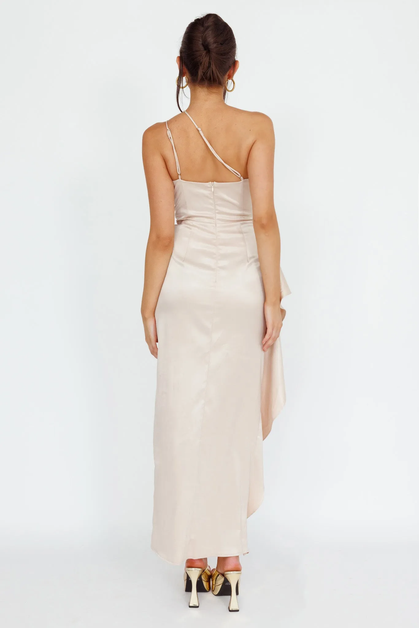Kamillia One-Shoulder Split Midi Dress Champagne sold by Selfie Leslie product image thumbnail 2