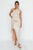 Kamillia One-Shoulder Split Midi Dress Champagne sold by Selfie Leslie