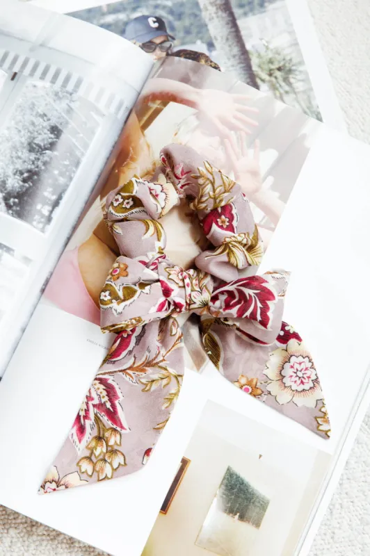 Bow Scrunchie Vintage Floral Purple sold by Selfie Leslie