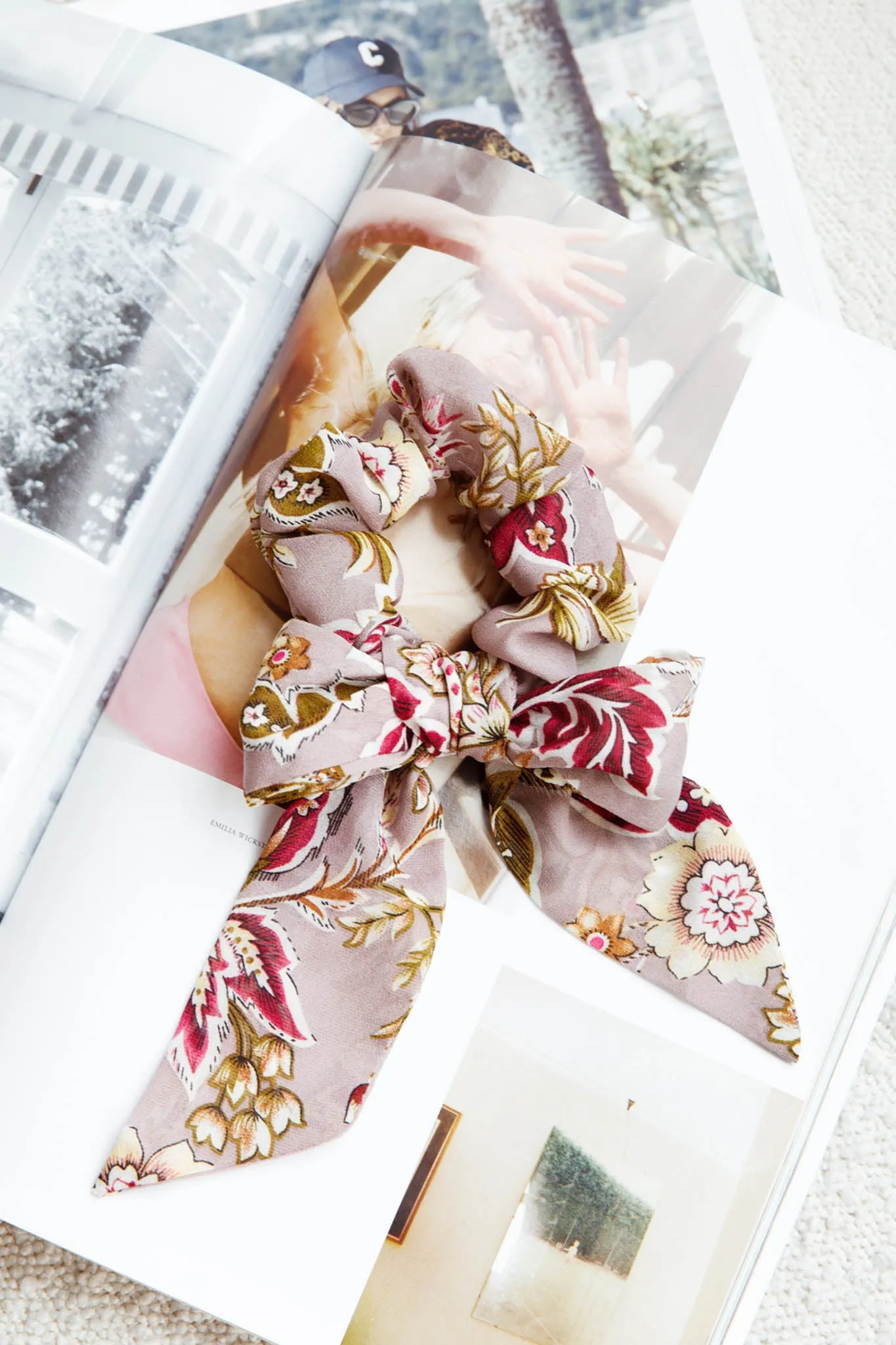 Bow Scrunchie Vintage Floral Purple sold by Selfie Leslie