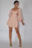 Miraya Balloon Sleeve Twist Mini Dress Peach sold by Selfie Leslie