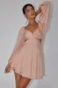 Miraya Balloon Sleeve Twist Mini Dress Peach sold by Selfie Leslie