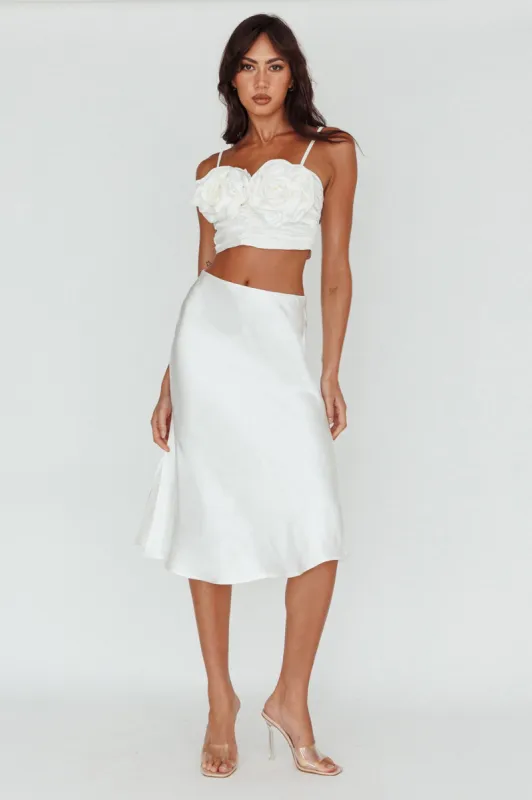 Daze Satin Midi Skirt Cream sold by Selfie Leslie