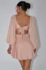 Miraya Balloon Sleeve Twist Mini Dress Peach sold by Selfie Leslie