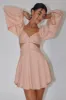 Miraya Balloon Sleeve Twist Mini Dress Peach sold by Selfie Leslie