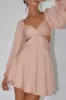 Miraya Balloon Sleeve Twist Mini Dress Peach sold by Selfie Leslie