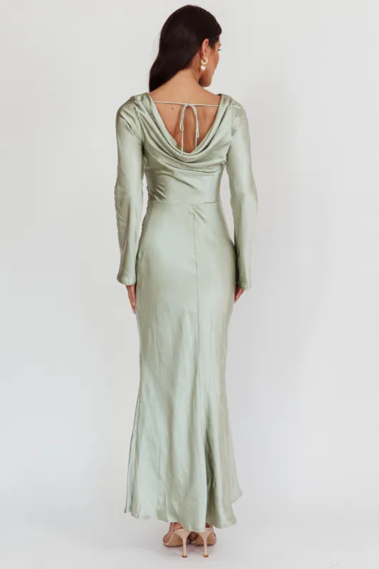 Loveland Cowl Back Midi Dress Sage | Parallel