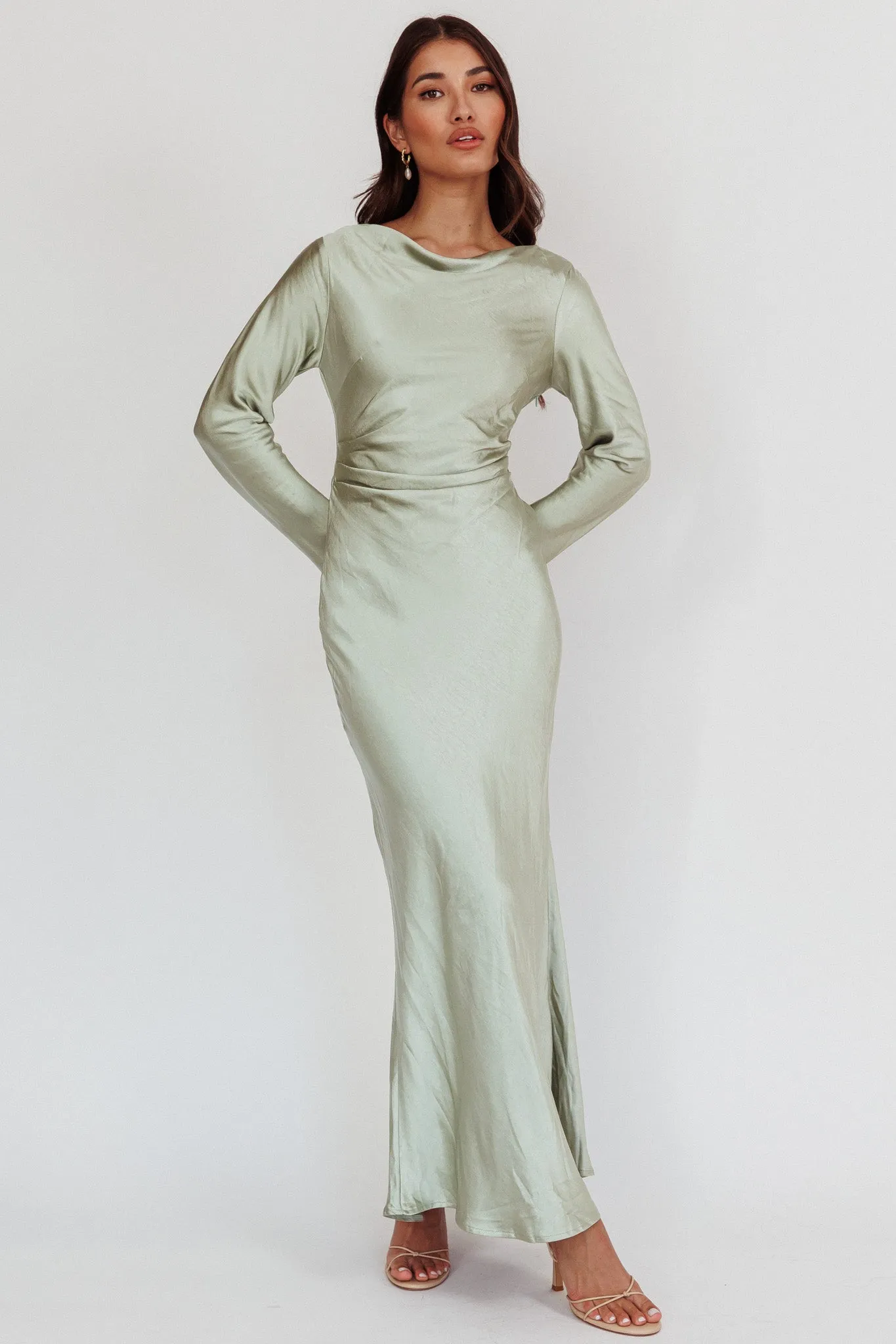 Selfie Leslie Loveland Cowl Back Midi Dress Sage Parallel - Main Image