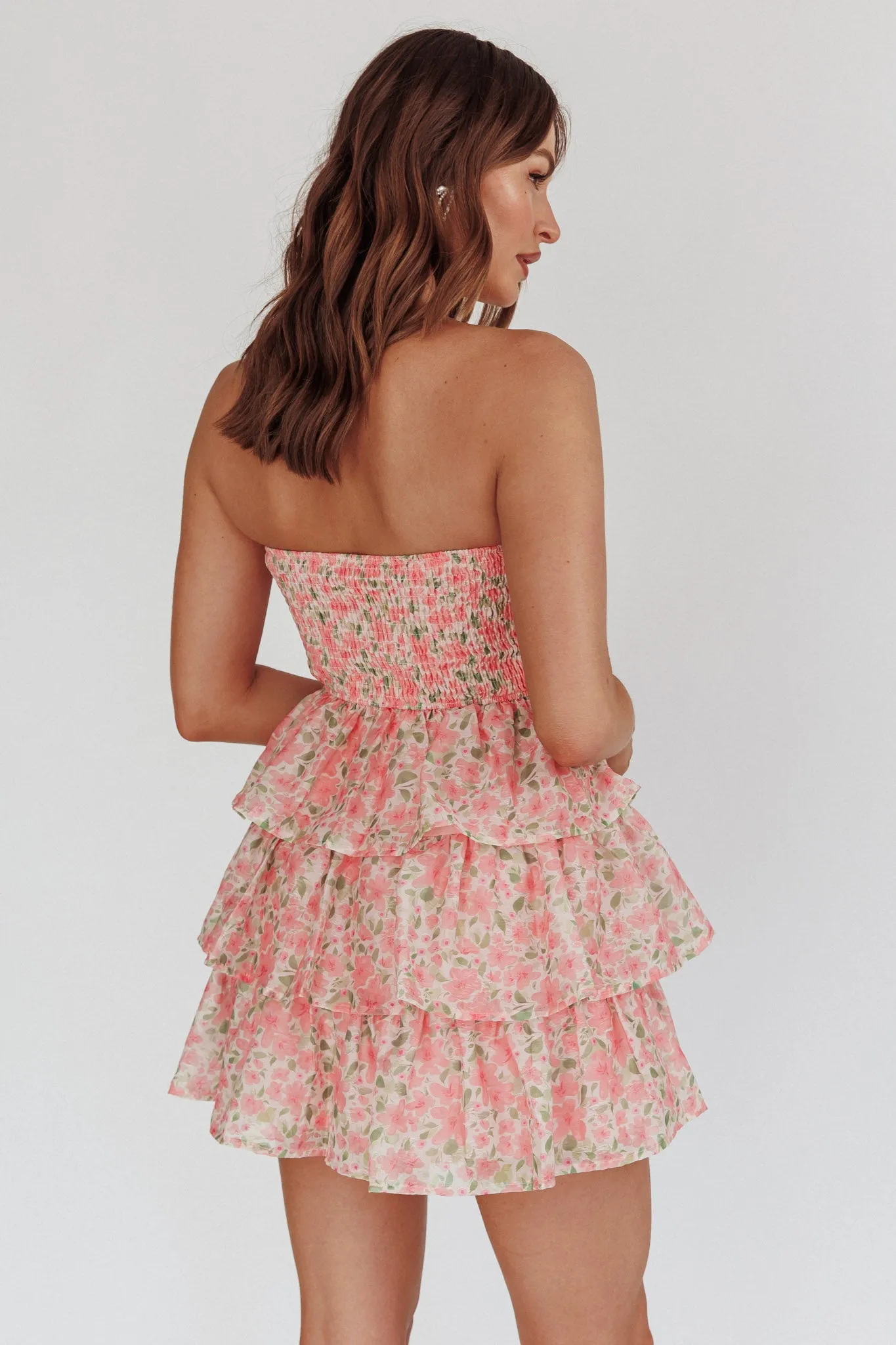 Like Angels Shirred Bodice Ruffle Mini Dress Pink sold by Selfie Leslie product image thumbnail 2