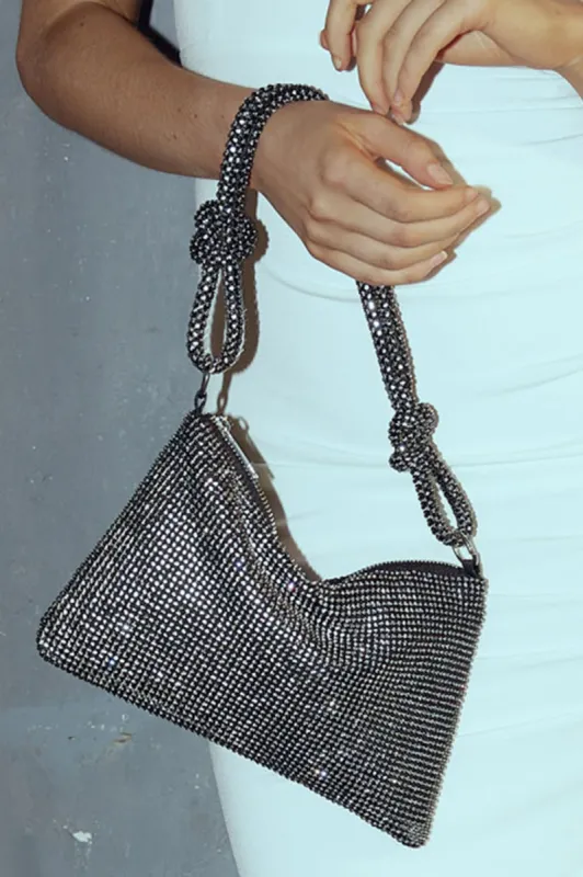 Harper Knot Strap Diamante Bag Black sold by Selfie Leslie