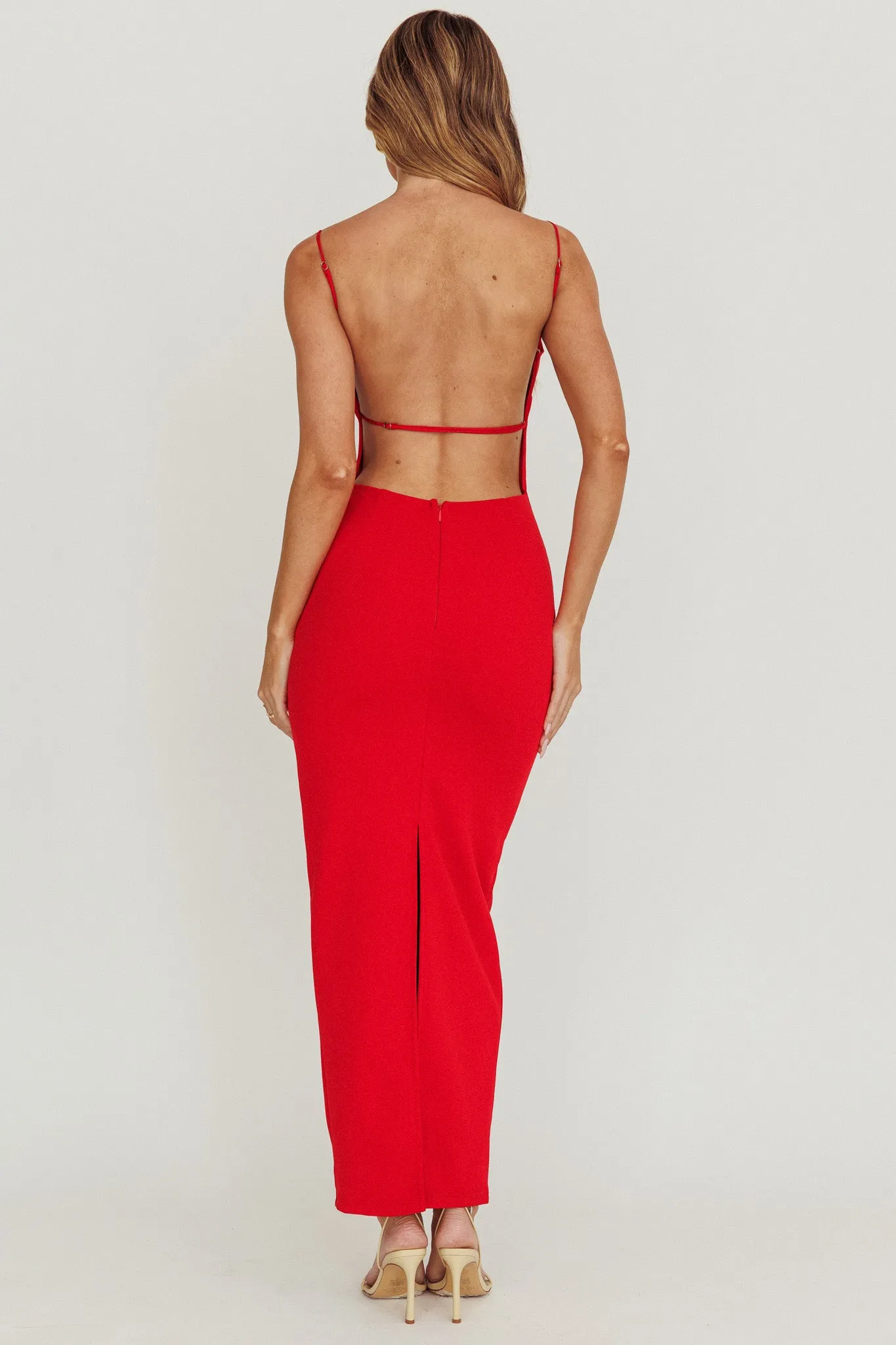 Yindi Backless Boat Neck Maxi Dress Red sold by Selfie Leslie product image thumbnail 2