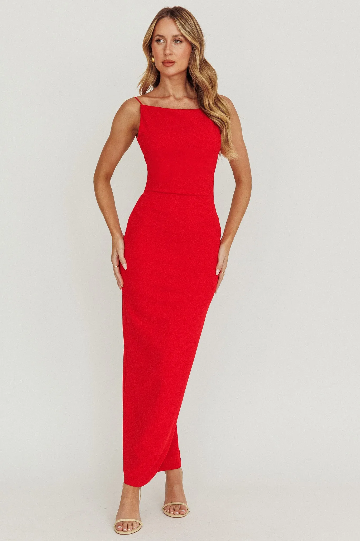 Yindi Backless Boat Neck Maxi Dress Red sold by Selfie Leslie