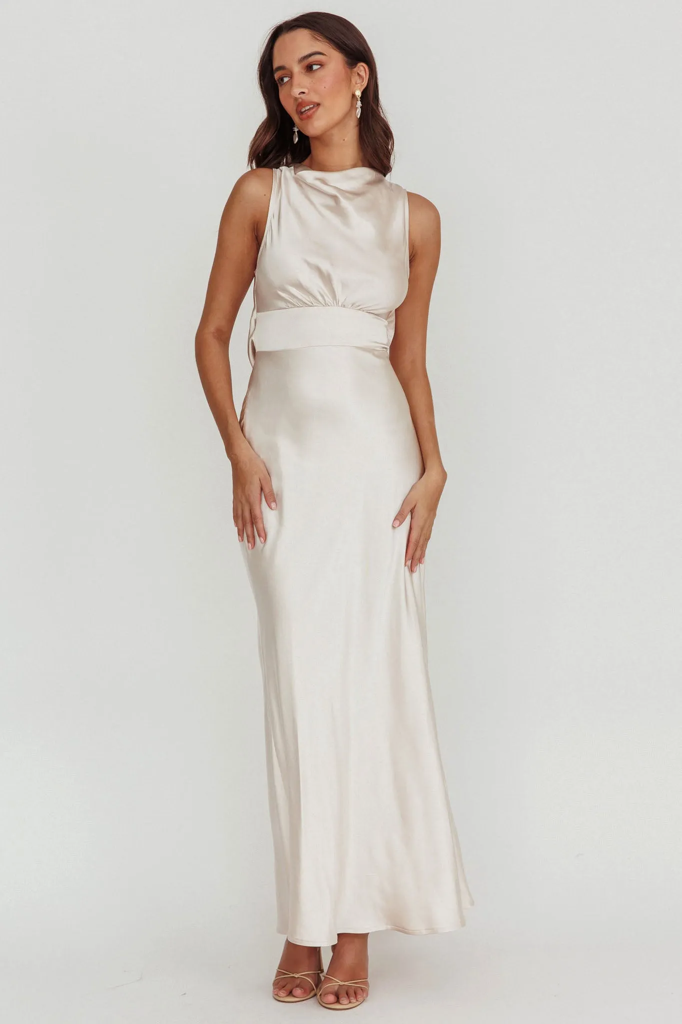 Isabella Satin Maxi Dress Champagne sold by Selfie Leslie product image thumbnail 2