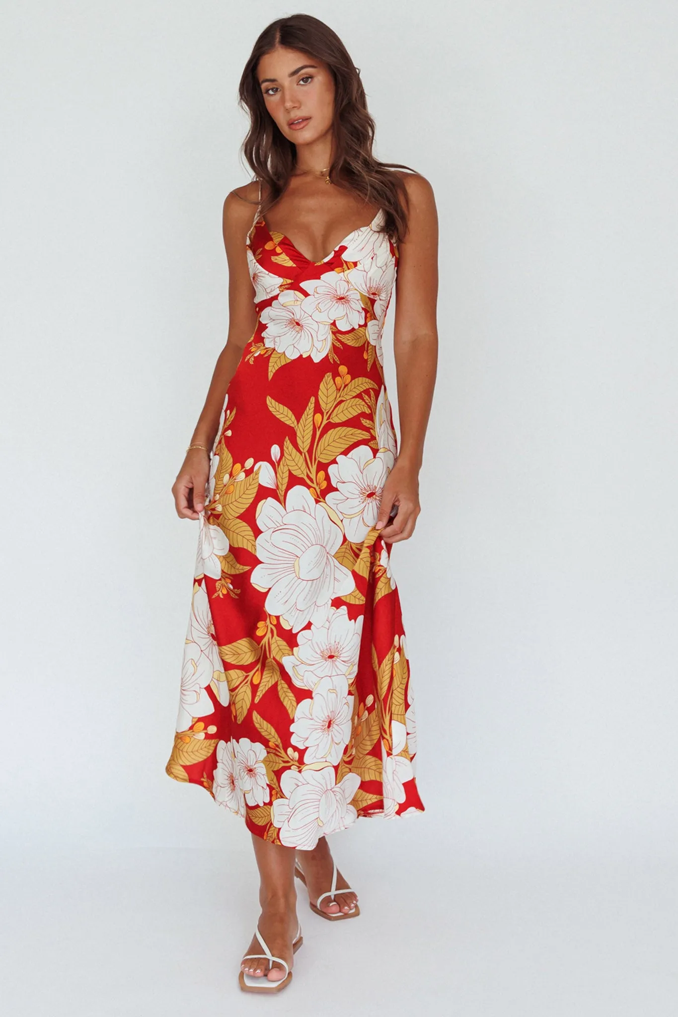 Infinity Pintuck Bust Midi Dress Flower Red sold by Selfie Leslie