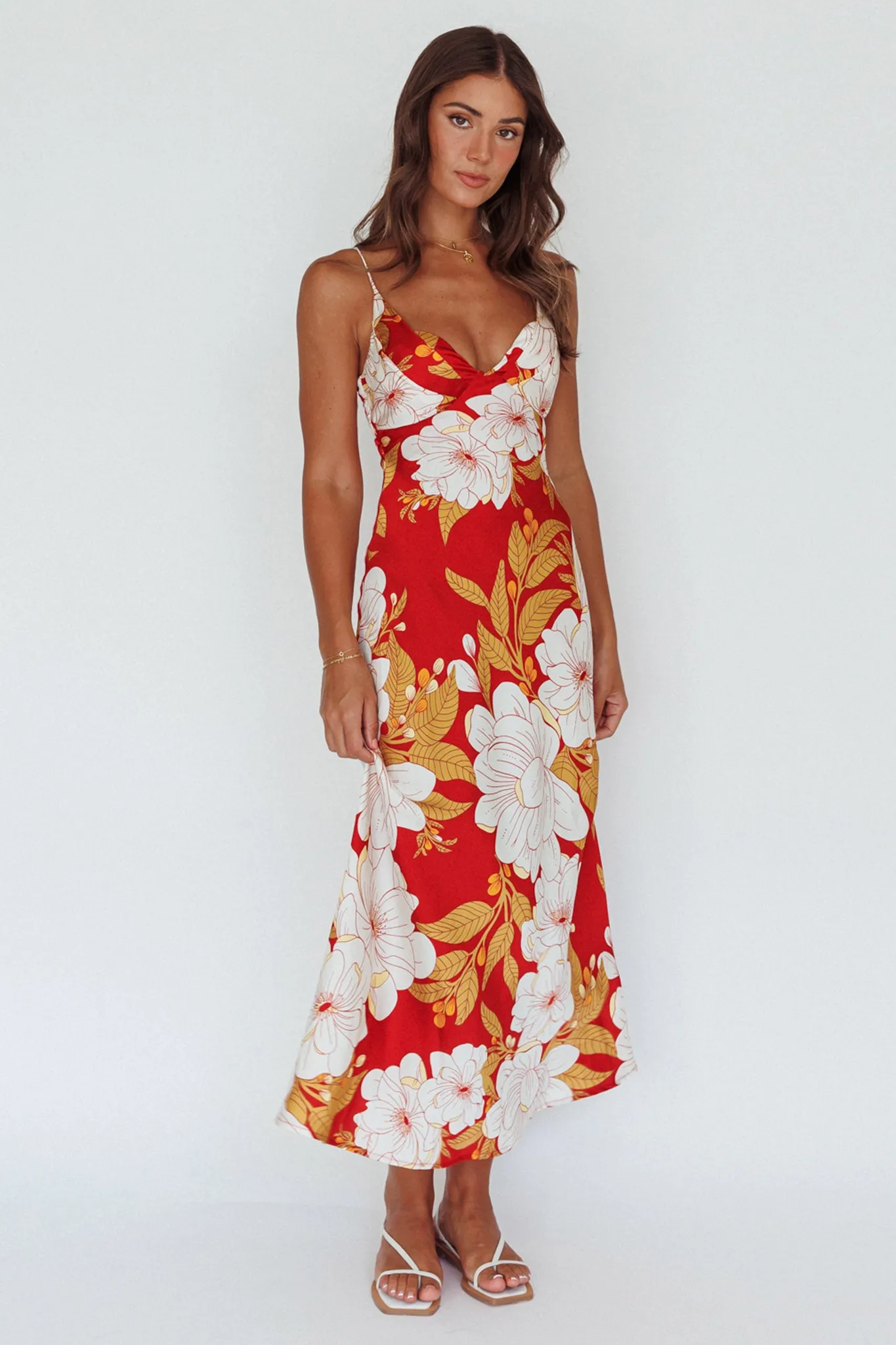 Infinity Pintuck Bust Midi Dress Flower Red sold by Selfie Leslie product image thumbnail 3