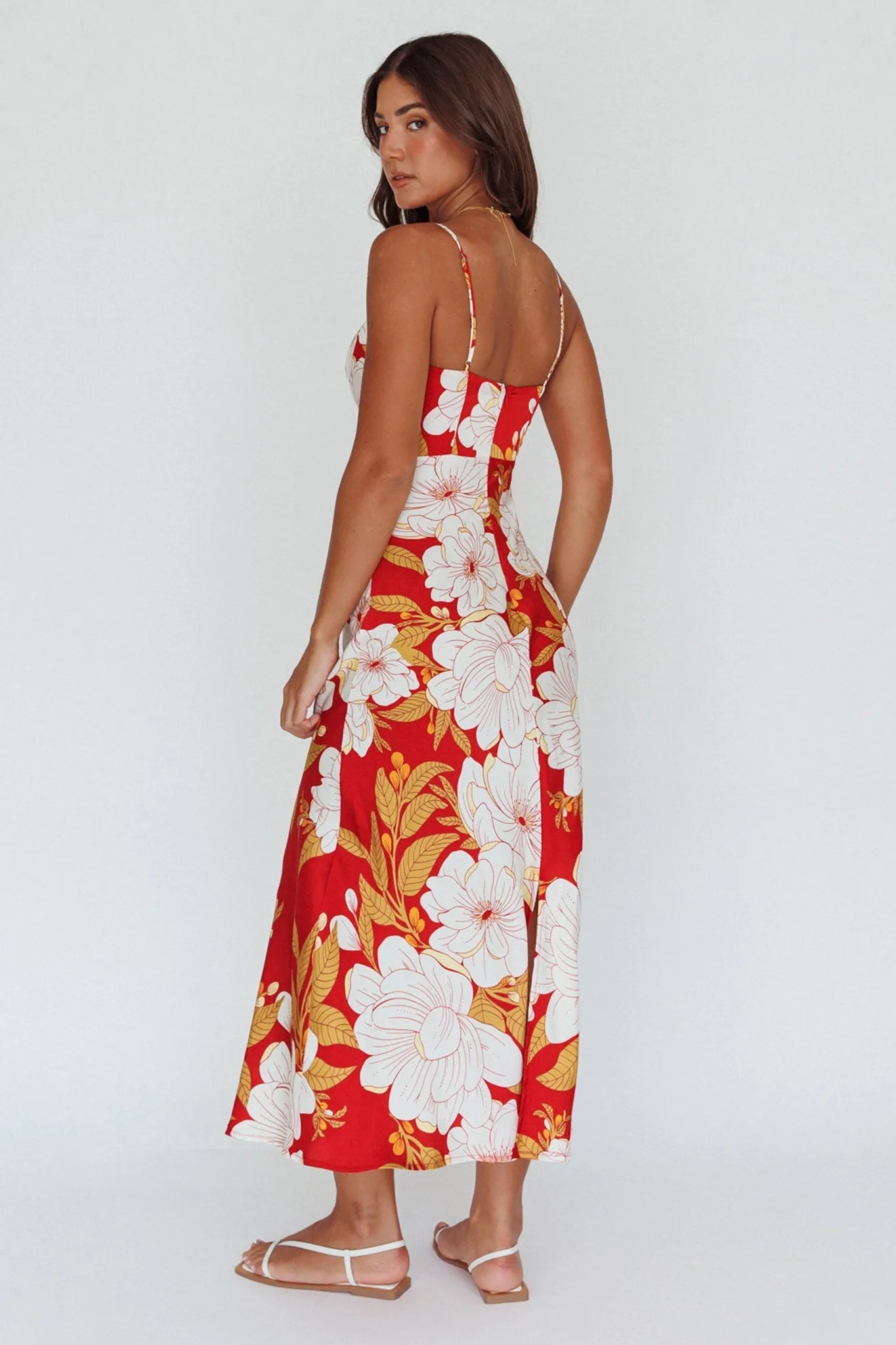 Infinity Pintuck Bust Midi Dress Flower Red sold by Selfie Leslie product image thumbnail 2