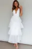 Auguste Tiered Frill Midi Dress White sold by Selfie Leslie