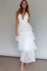 Auguste Tiered Frill Midi Dress White sold by Selfie Leslie