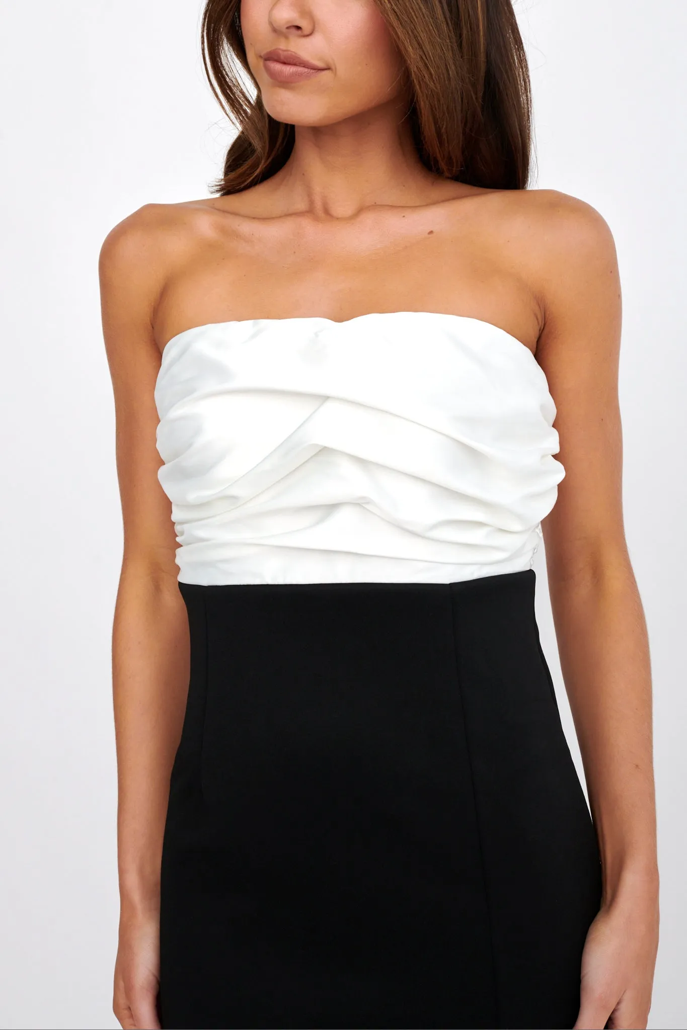 Brandi Strapless Split Midi Dress White/Black sold by Selfie Leslie product image thumbnail 4