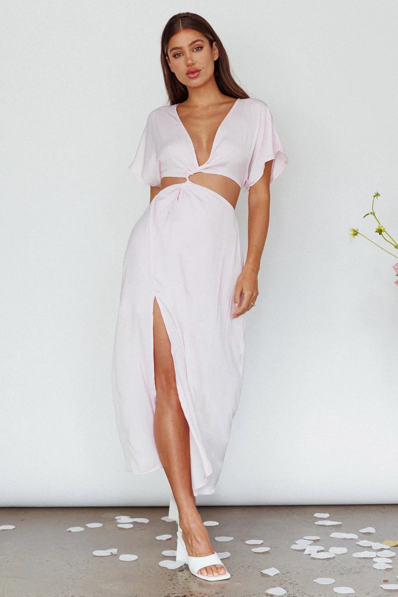 Getaway Cut-Out Waist Midi Dress Pink sold by Selfie Leslie