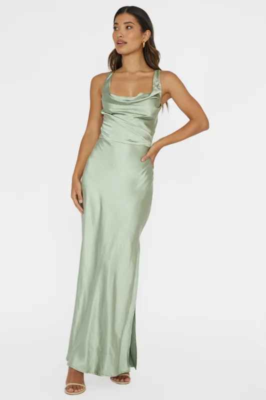 Sitara Tied Back Maxi Dress Sage sold by Selfie Leslie