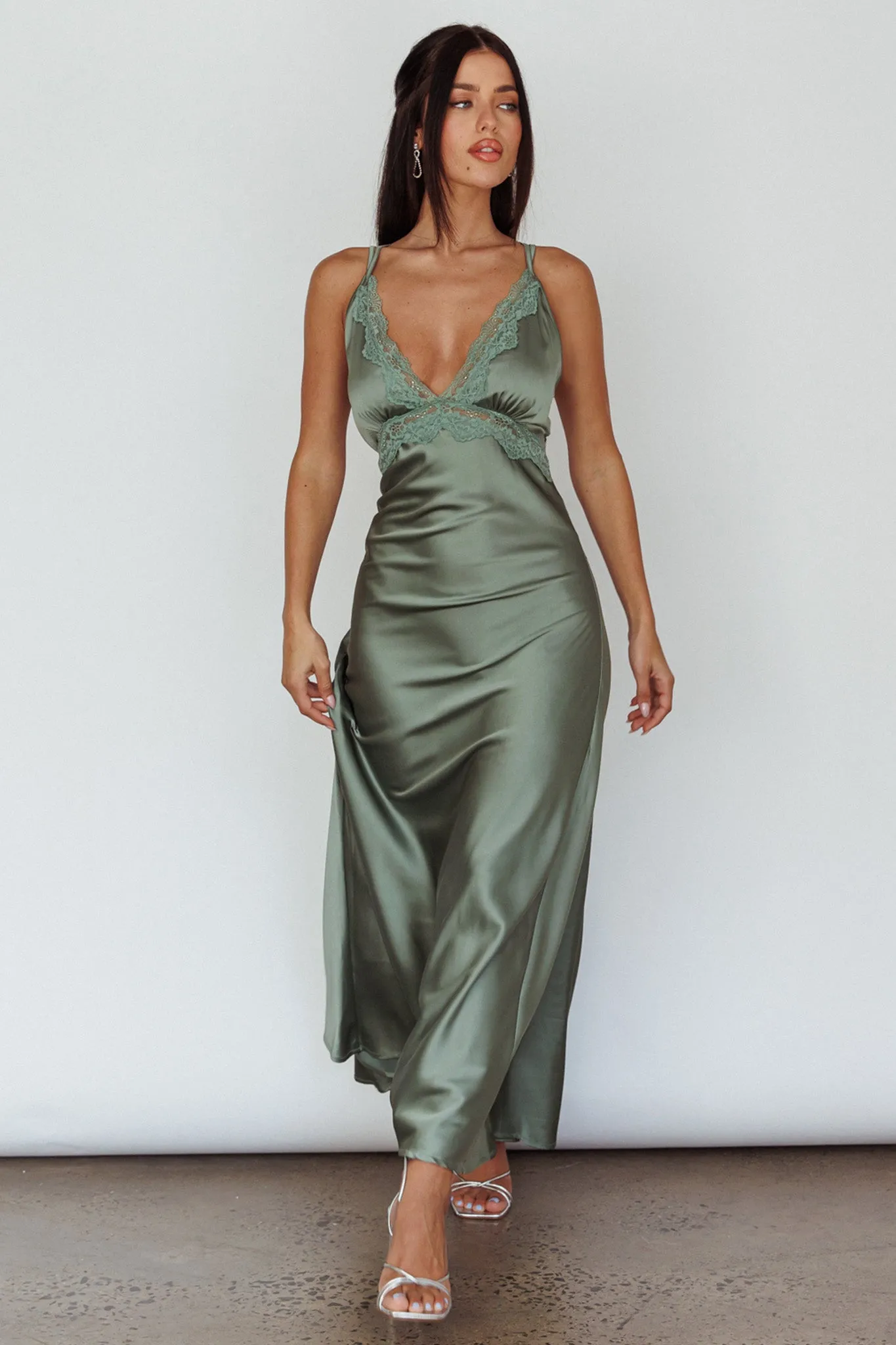 Signature Lace Trim Midi Dress Sage sold by Selfie Leslie product image thumbnail 5