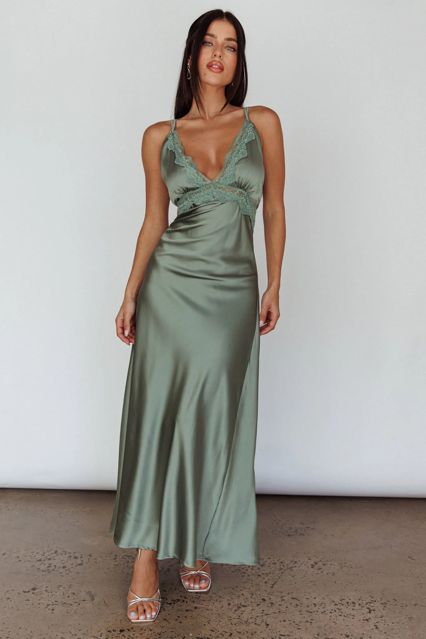 Signature Lace Trim Midi Dress Sage sold by Selfie Leslie product image thumbnail 3