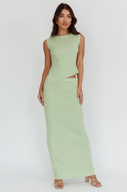 Rossana Ribbed Maxi Skirt Sage sold by Selfie Leslie