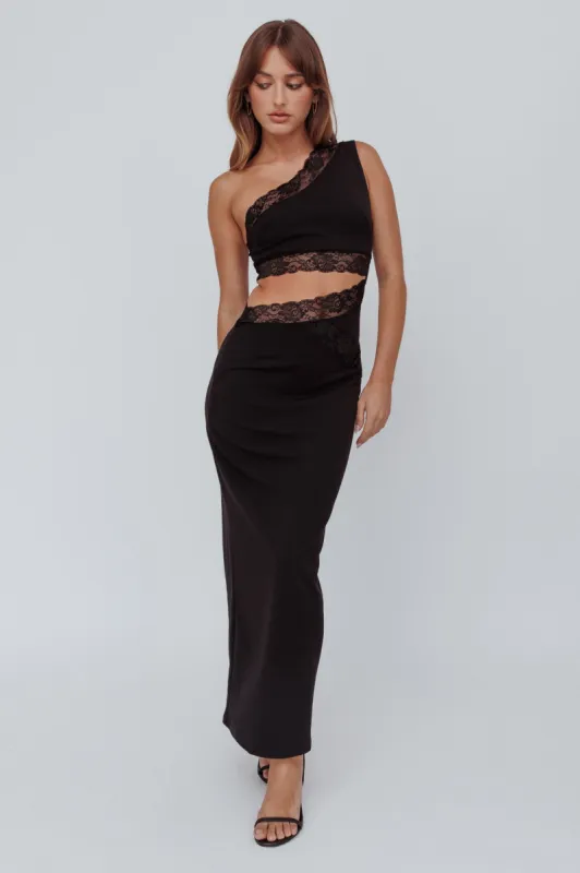 Mahli One-Shoulder Cut-Out Maxi Dress Black sold by Selfie Leslie