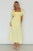 Lula Gathered Bust Midi Dress Lemon sold by Selfie Leslie