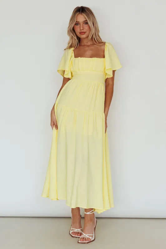 Lula Gathered Bust Midi Dress Lemon sold by Selfie Leslie