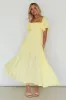 Lula Gathered Bust Midi Dress Lemon sold by Selfie Leslie