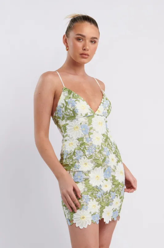 Amitie Floral Lace Mini Dress Green sold by Selfie Leslie