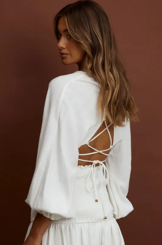 Aubrette Laced Back Crop Top White sold by Selfie Leslie