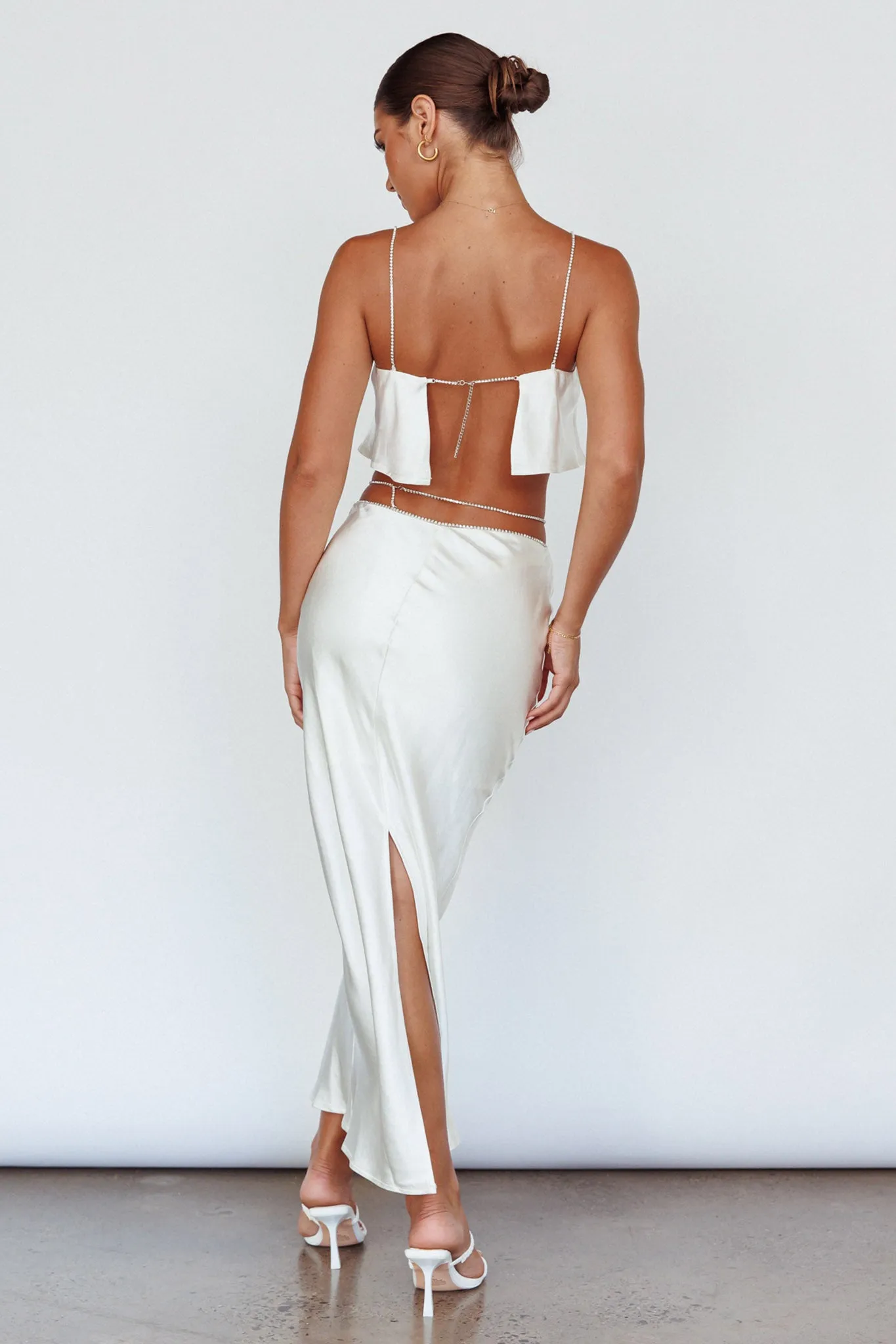 Tahni Diamante Strap Crop Top Oyster sold by Selfie Leslie product image thumbnail 2