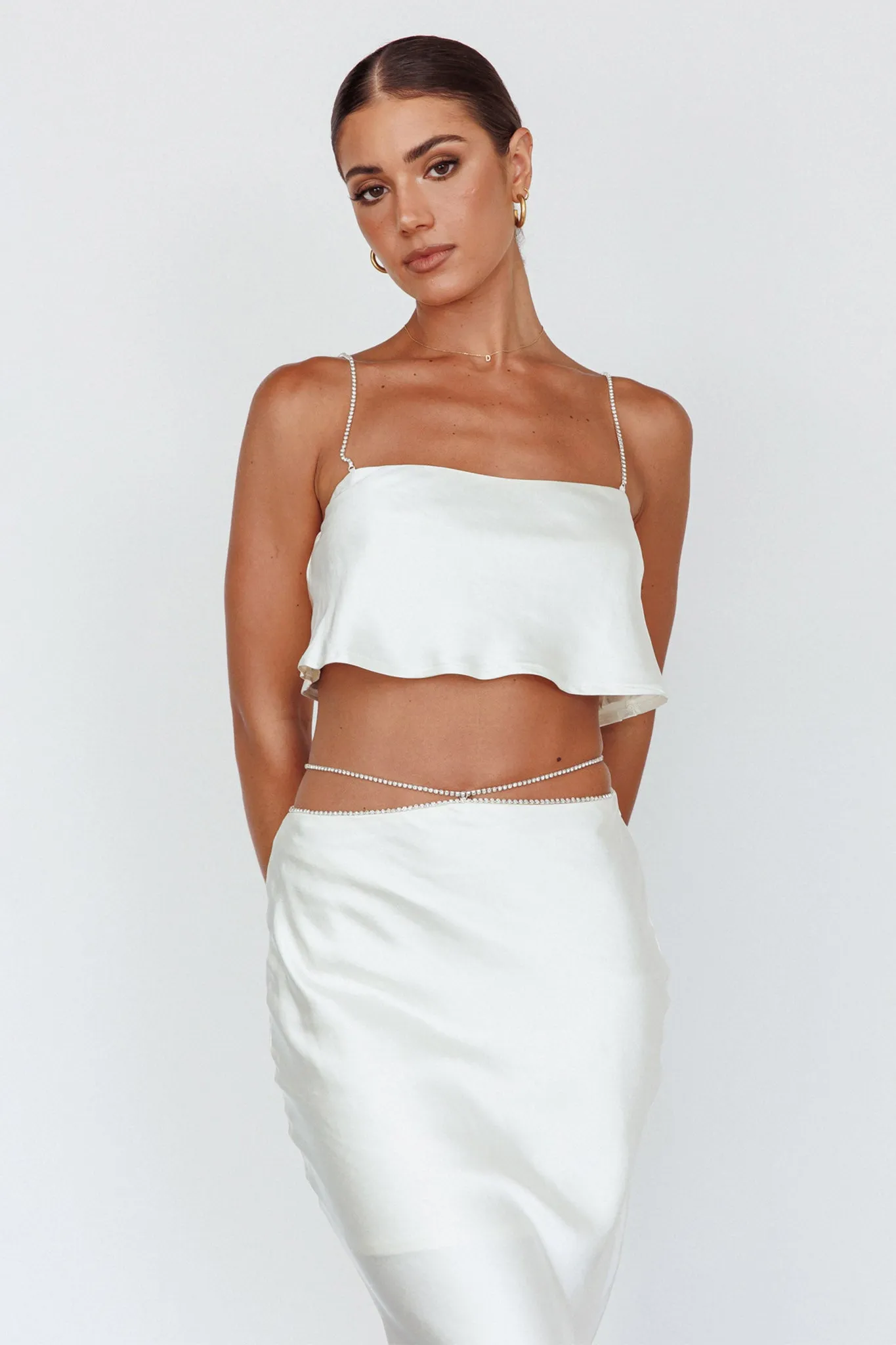 Tahni Diamante Strap Crop Top Oyster sold by Selfie Leslie product image thumbnail 3