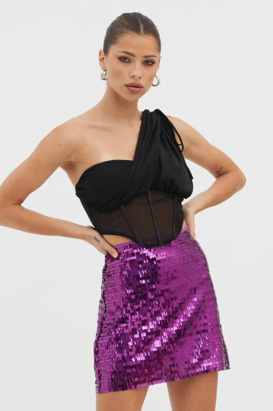 Starry December Sequin Mini Skirt Purple sold by Selfie Leslie