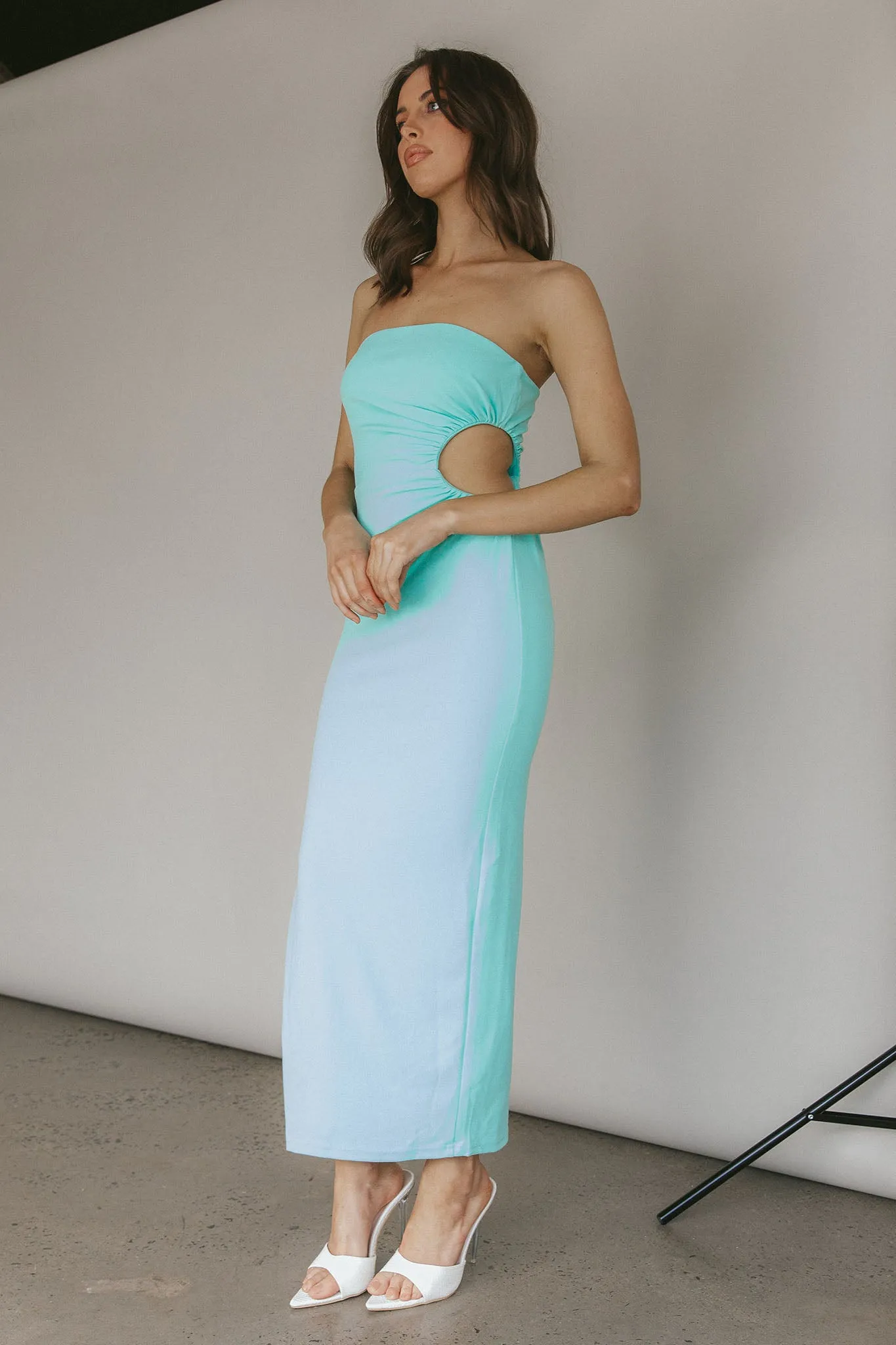 Taking Bets Strapless Cut-Out Midi Dress Mint sold by Selfie Leslie