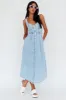 Pixie Dust Button Front Midi Dress Denim Blue sold by Selfie Leslie