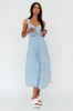 Pixie Dust Button Front Midi Dress Denim Blue sold by Selfie Leslie