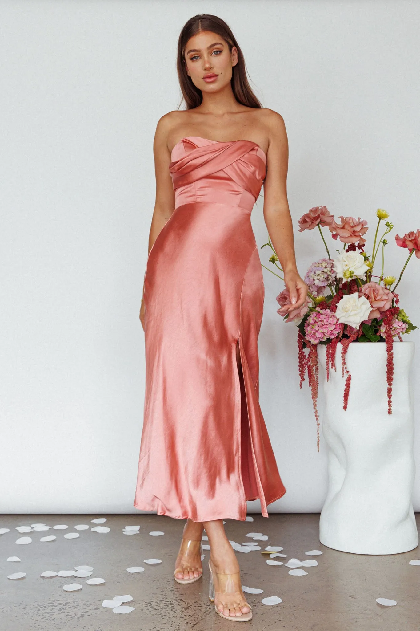 Yvette Wrap Neckline Midi Dress Desert Rose sold by Selfie Leslie product image thumbnail 5