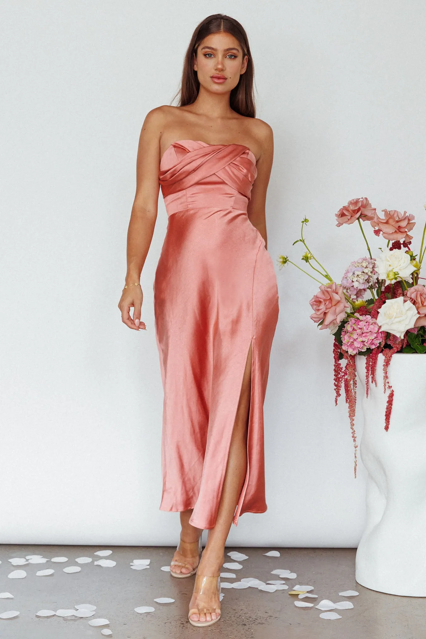 Yvette Wrap Neckline Midi Dress Desert Rose sold by Selfie Leslie