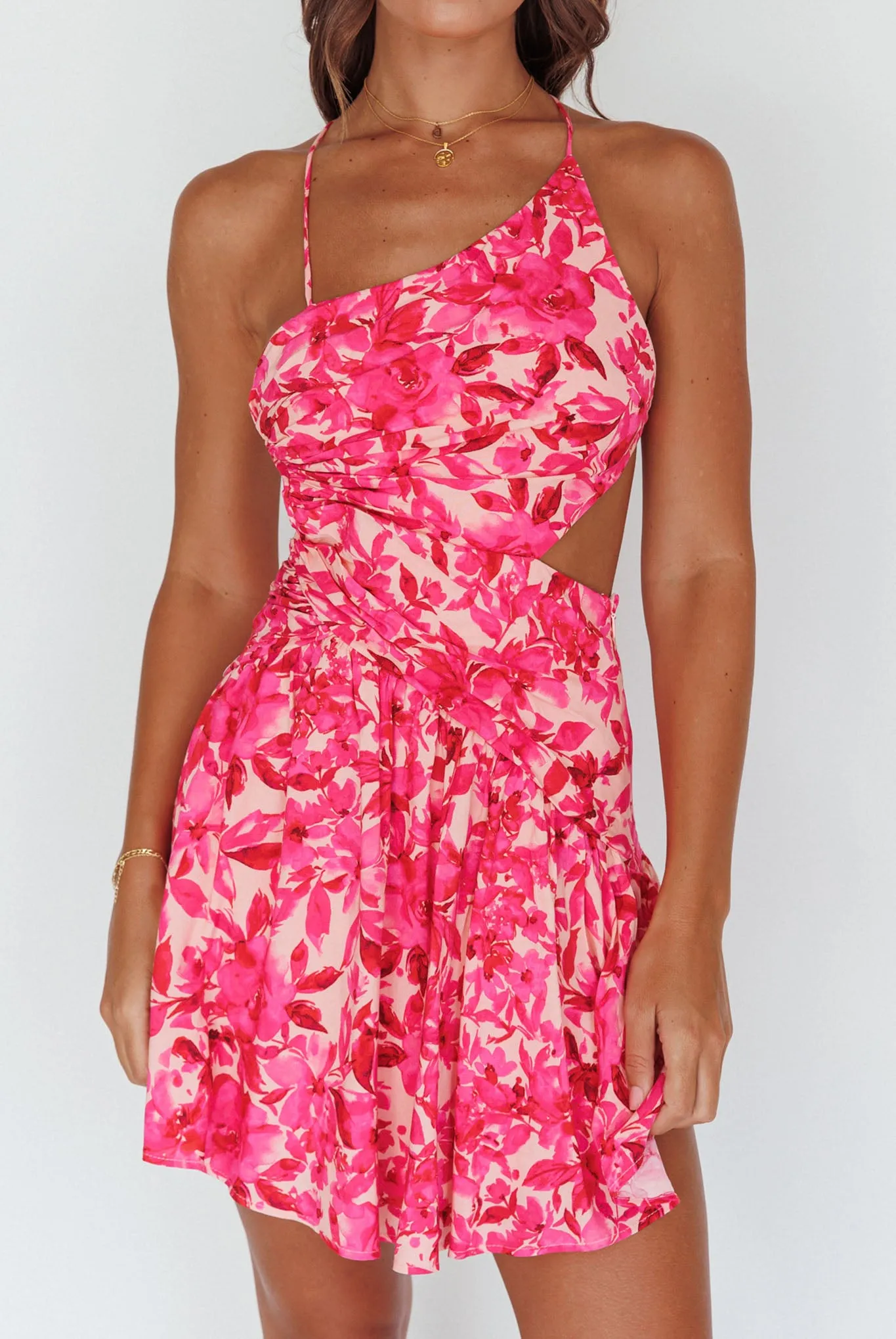 Destination Open Back Mini Dress Floral Pink sold by Selfie Leslie product image thumbnail 4